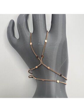 Sterling Silver Rose Gold Finish Bracelet Hand Harness Delicate Slave Chain